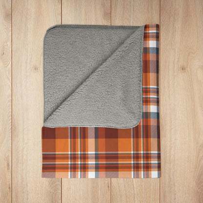 Autumn Blue Plaid Fleece Sherpa Blanket