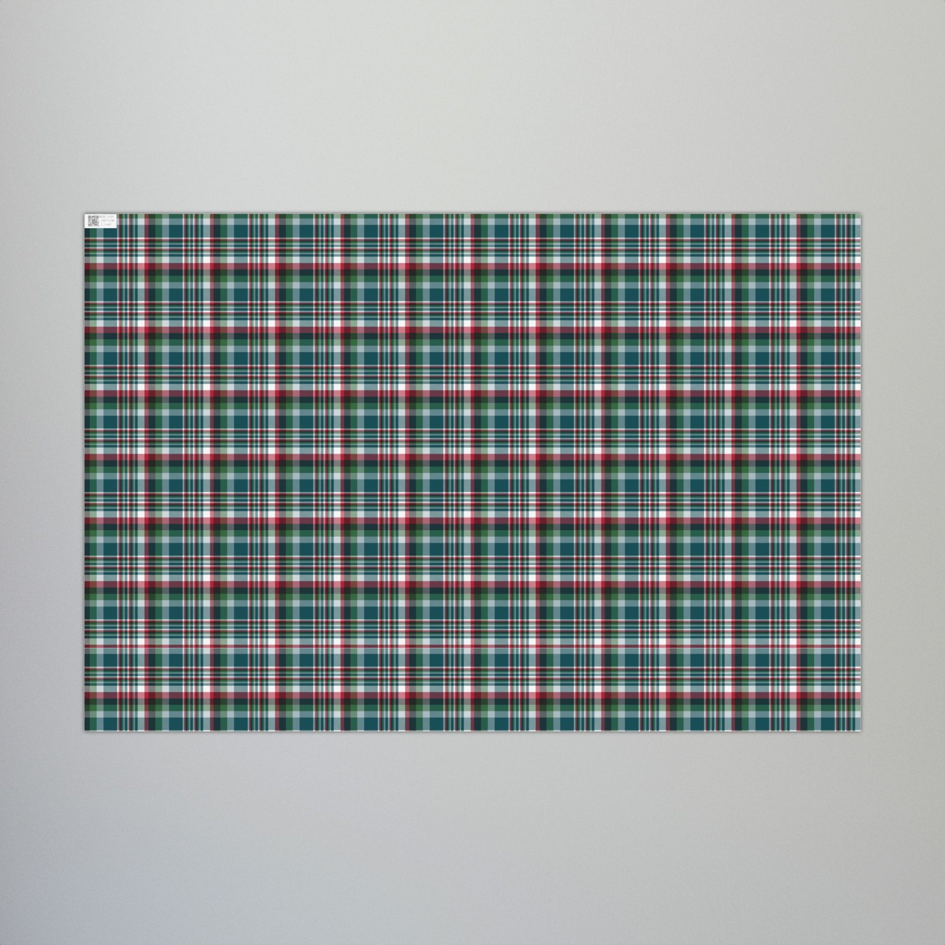 Christmas Midnight Green & Silver Philadelphia PA Plaid Gift Wrapping Paper Roll