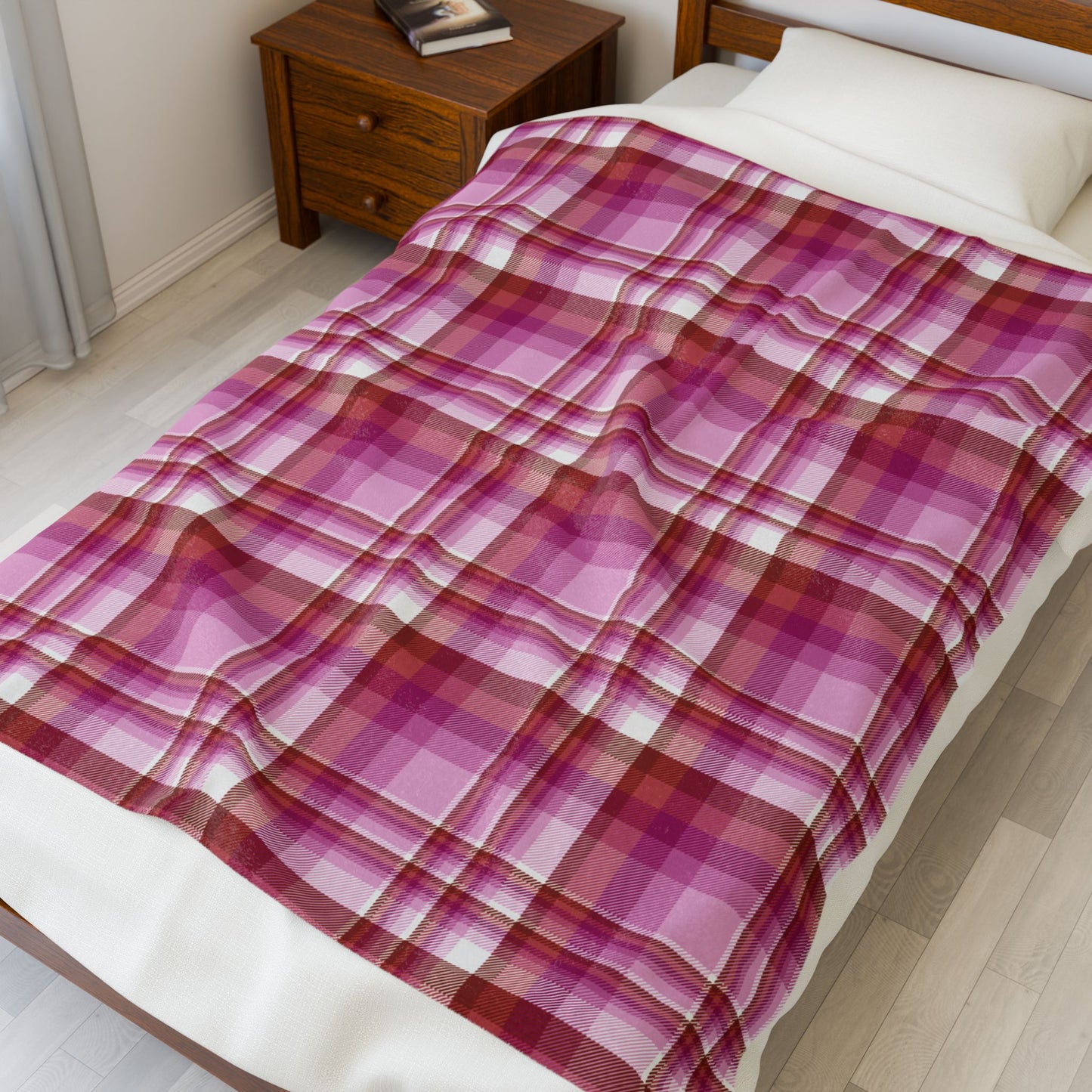 Lesbian Pink Pride Plaid Velveteen Plush Blanket