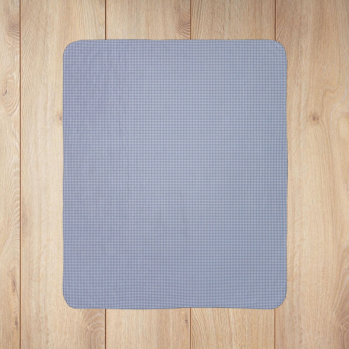 Slate Blue & White Gingham Fleece Sherpa Blanket