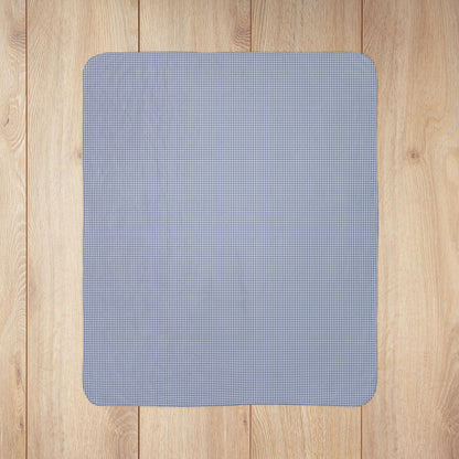 Slate Blue & White Gingham Fleece Sherpa Blanket