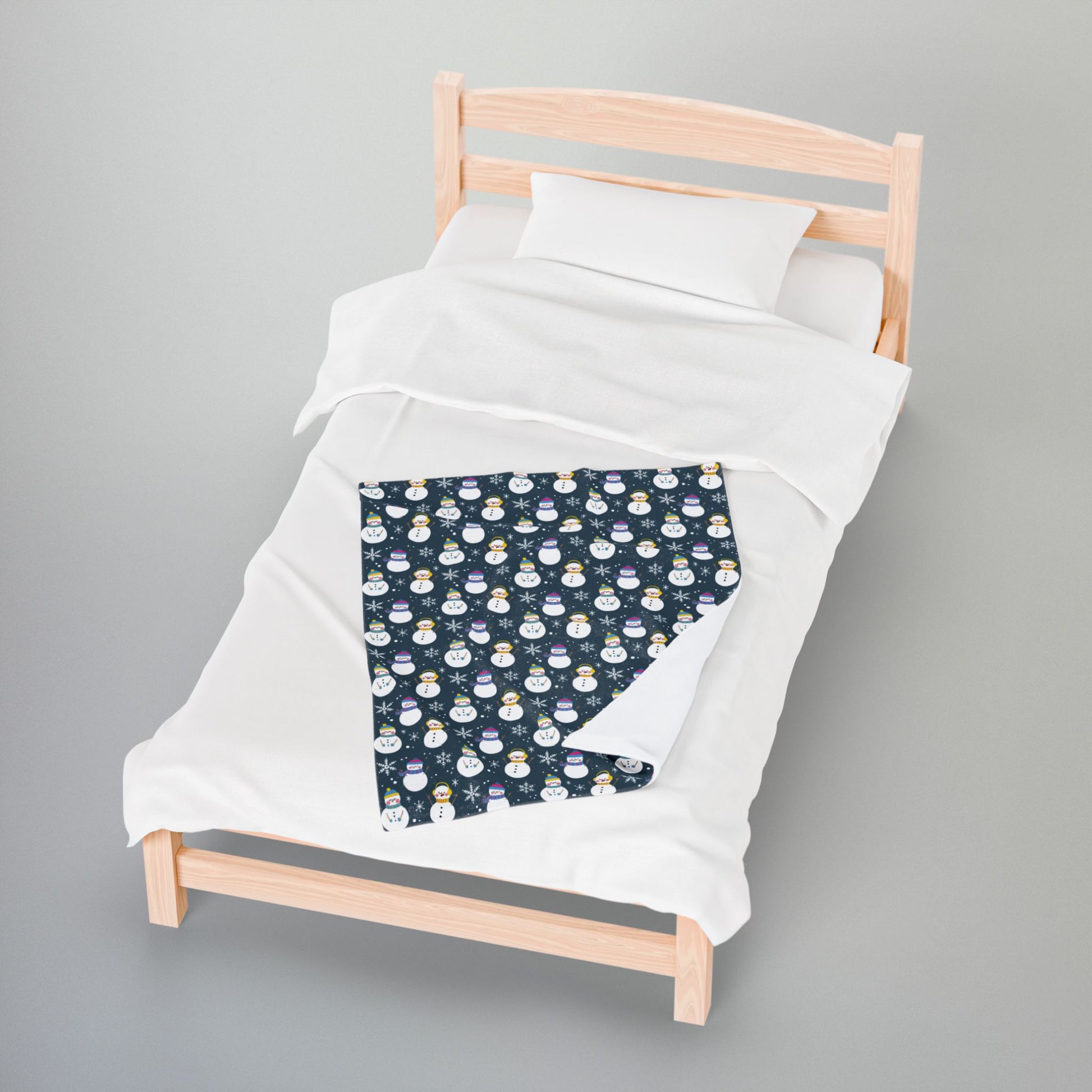 Pansexual Pride Snowmen Velveteen Plush Blanket