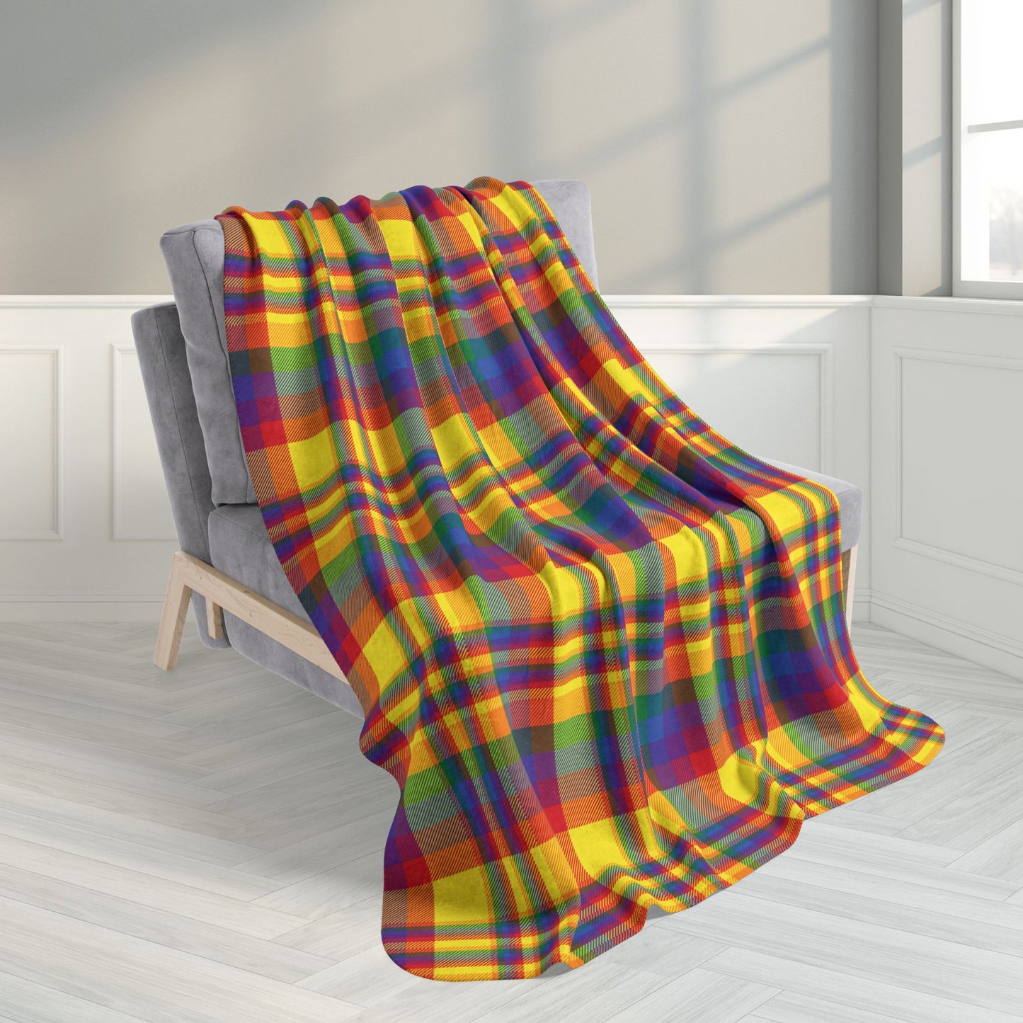 Rainbow Pride Plaid Fleece Sherpa Blanket