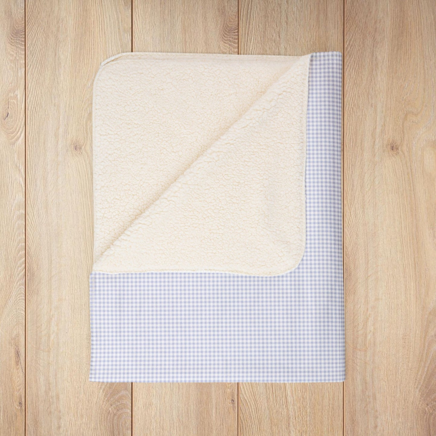 Lavender & White Gingham Fleece Sherpa Blanket