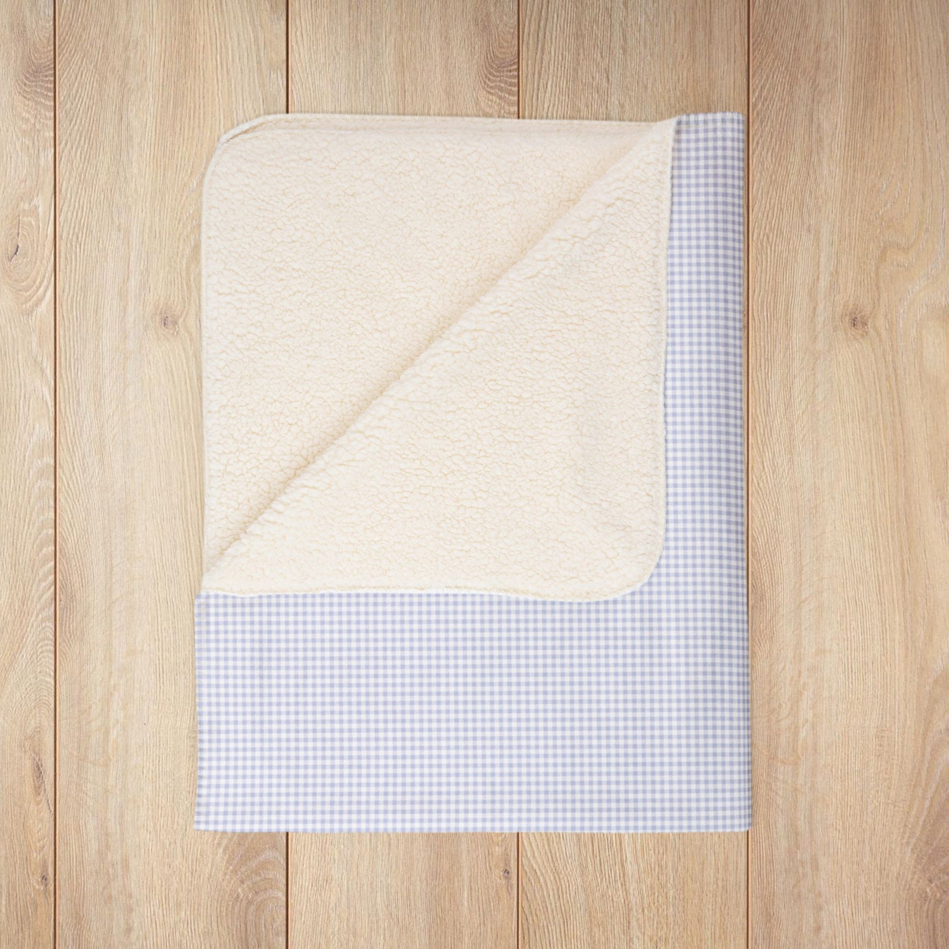 Lavender & White Gingham Fleece Sherpa Blanket