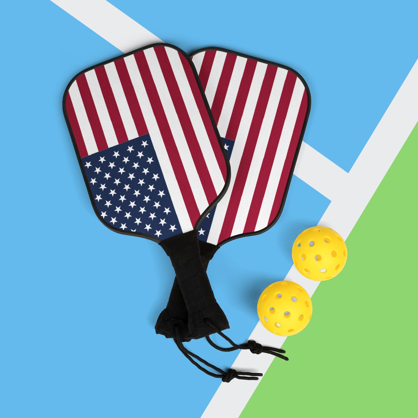 7.5'' × 15.5'' America U.S.A. Flag Pickleball Kit