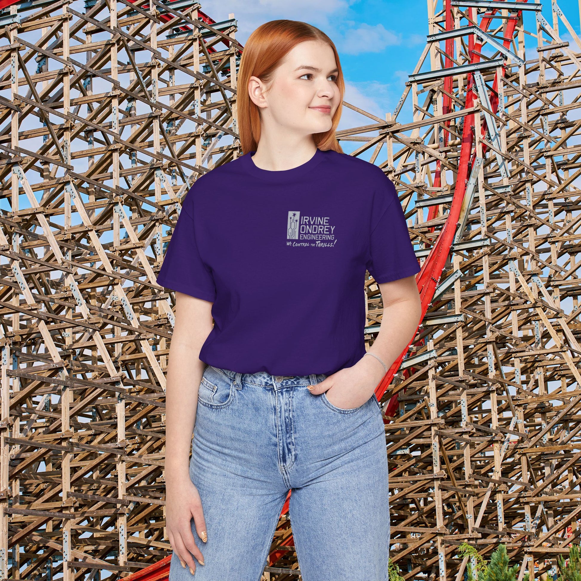 I Just Wanna Go Bowling & Ride Roller Coasters Tee (BACK graphic) • Irvine Ondrey Engineering