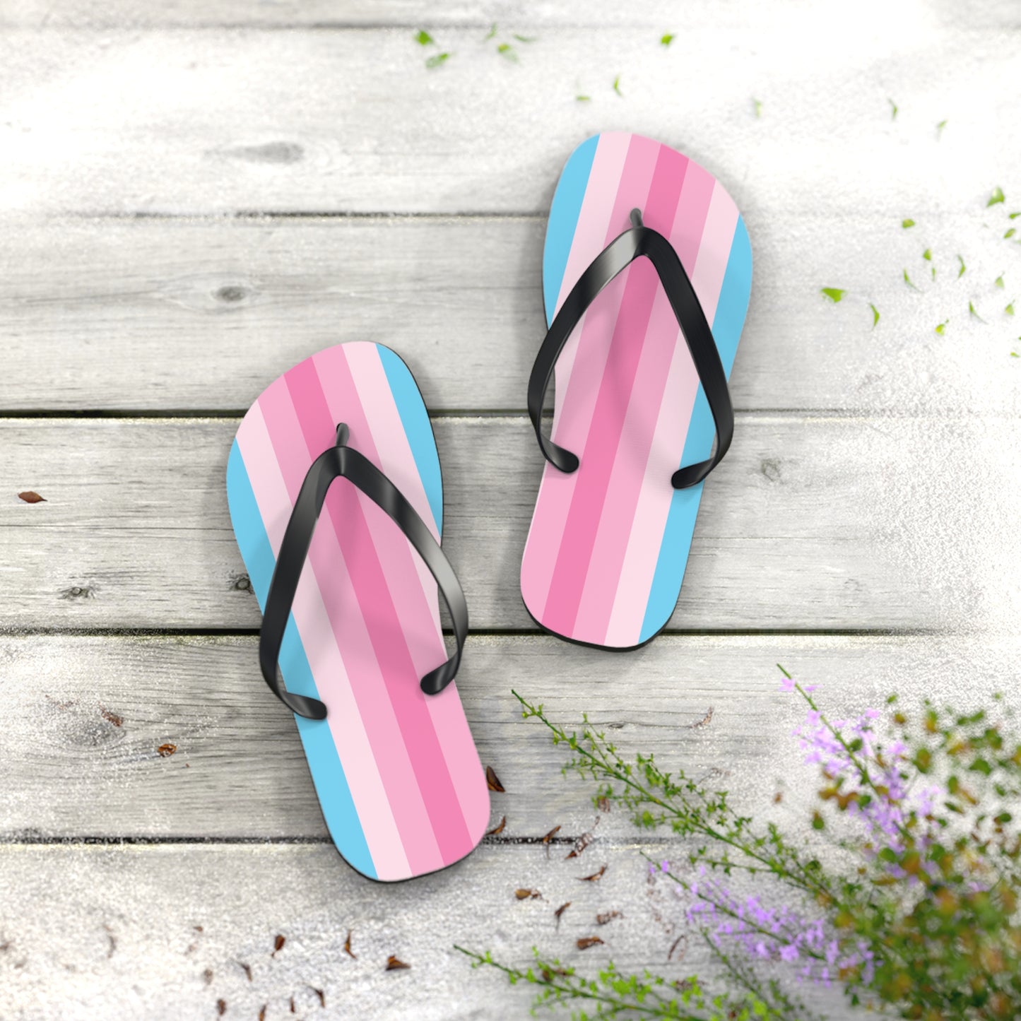 M Black sole Transfeminine Pride Flip Flops