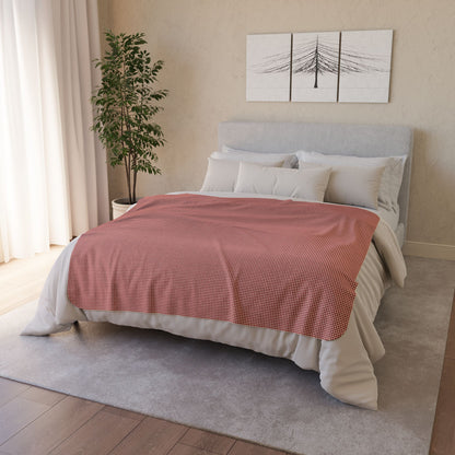 50" × 60" Beige Burgundy & Cream Gingham Fleece Sherpa Blanket