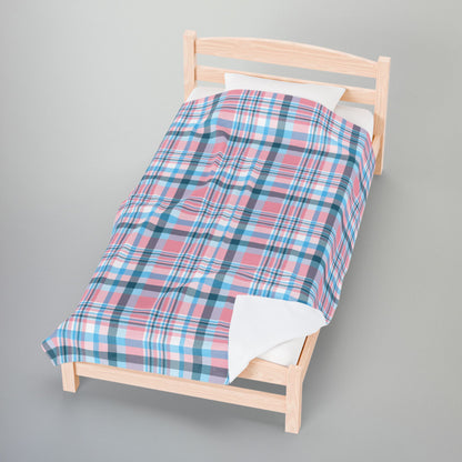 Transgender Pride Plaid Velveteen Plush Blanket