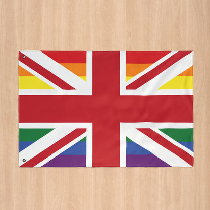 UK LGBTQIA+ Rainbow Pride Flag with Grommets