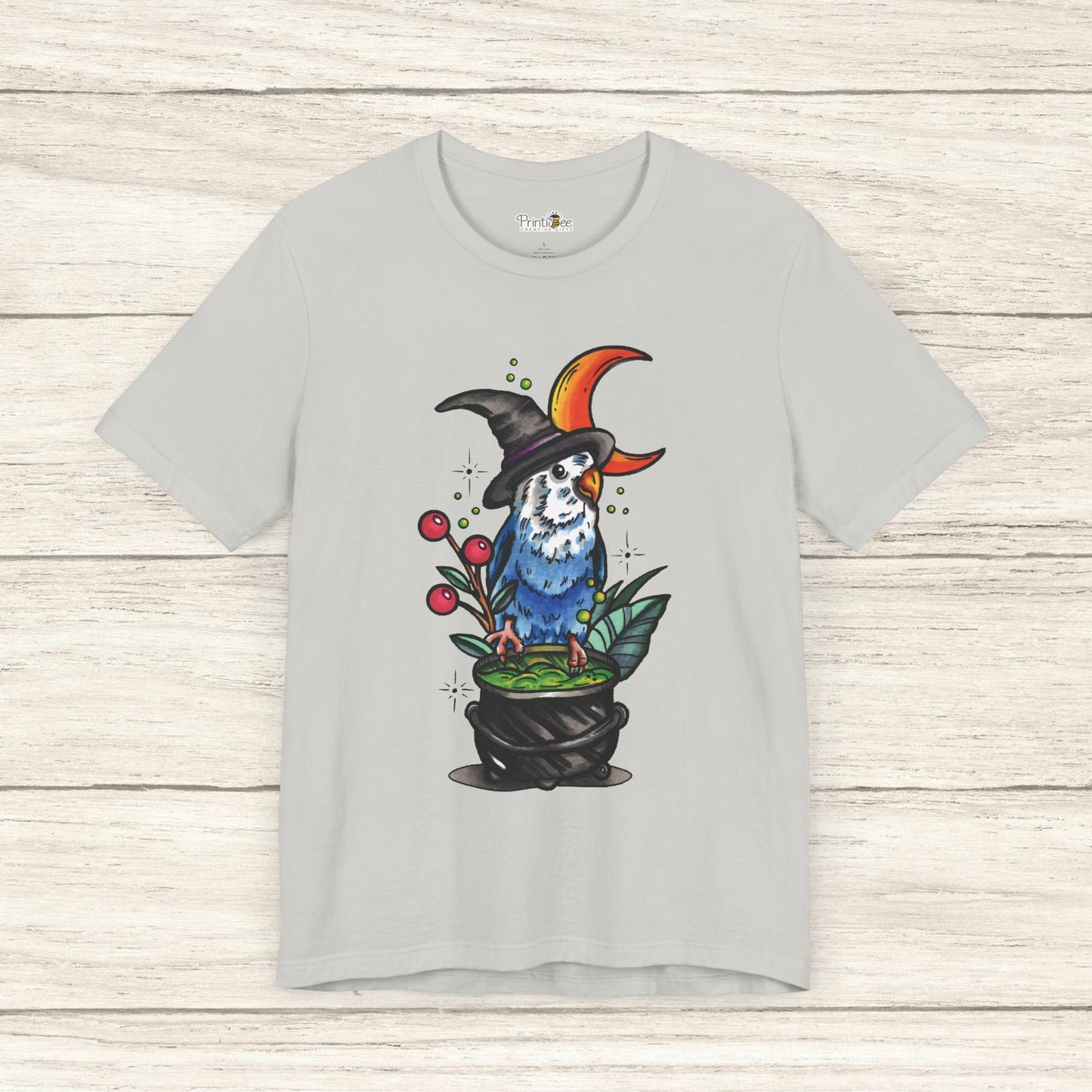 Lovebird Witch, Hand-Drawn & Hand-Colored Tee