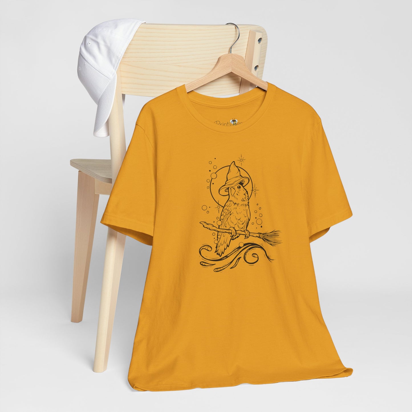 Lovebird Witch on a Broom, Line Art Tee