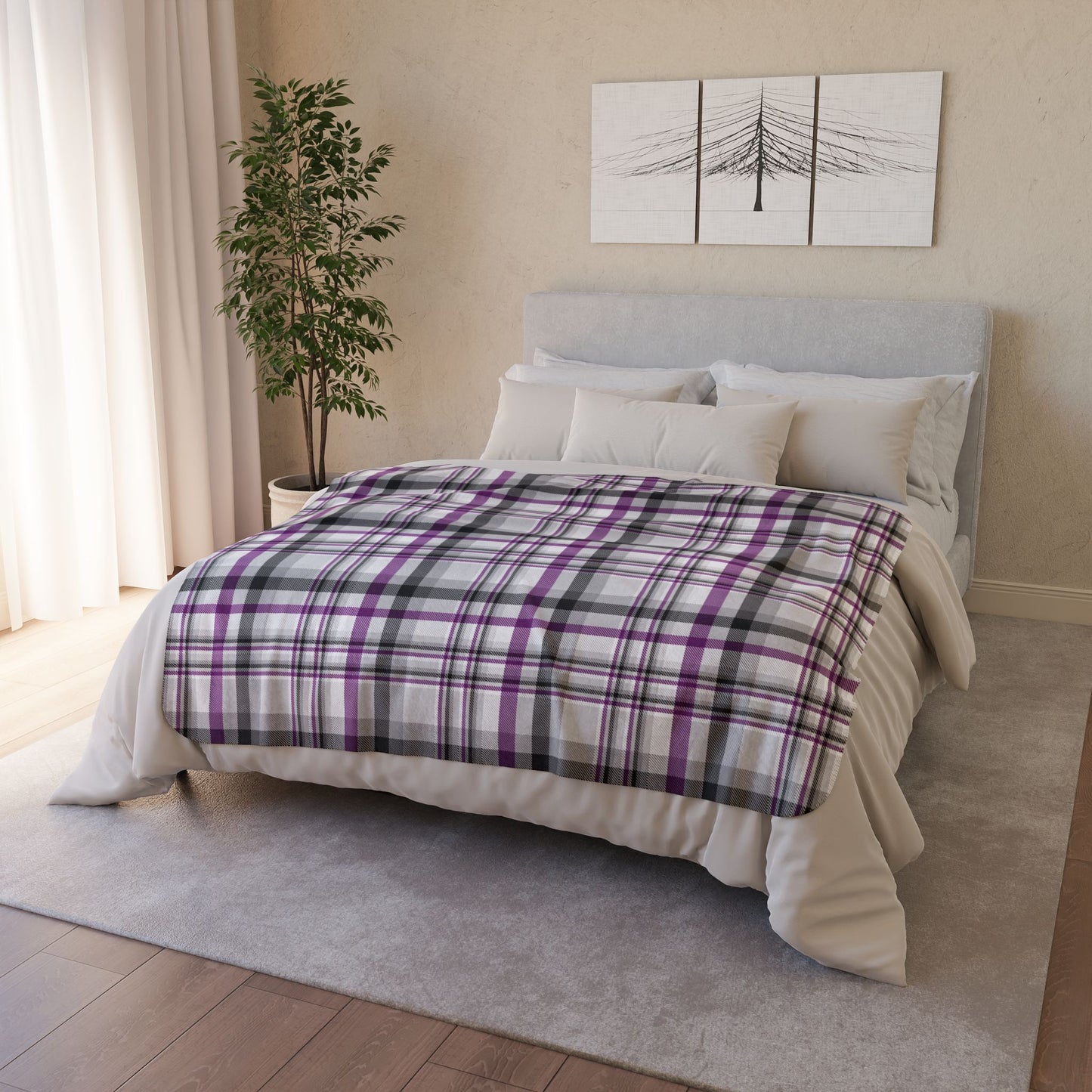 Asexual Pride Plaid Fleece Sherpa Blanket