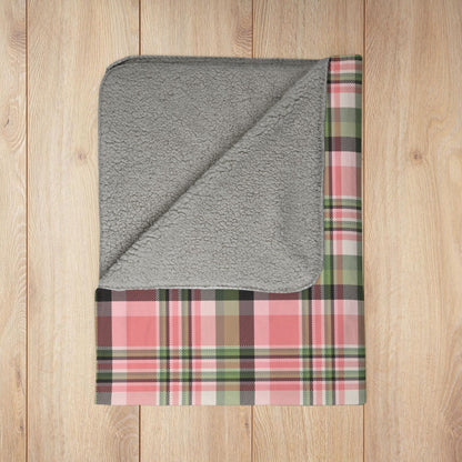 Christmas Pink & Green Plaid Fleece Sherpa Blanket