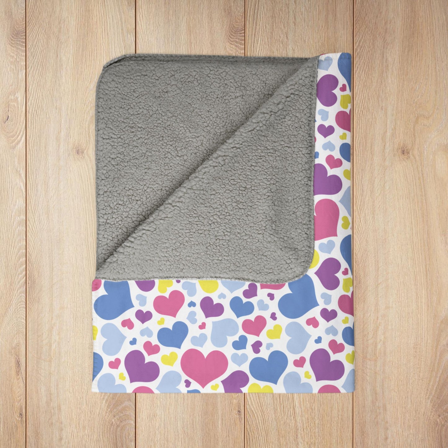 Bigender Pride Valentine’s Day Hearts White Fleece Sherpa Blanket