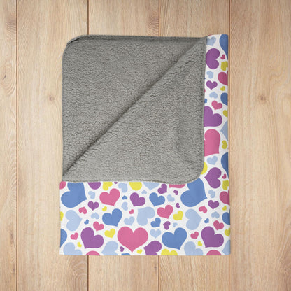 Bigender Pride Valentine’s Day Hearts White Fleece Sherpa Blanket