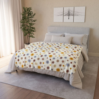 50" × 60" Beige Cream Daisies Fleece Sherpa Blanket
