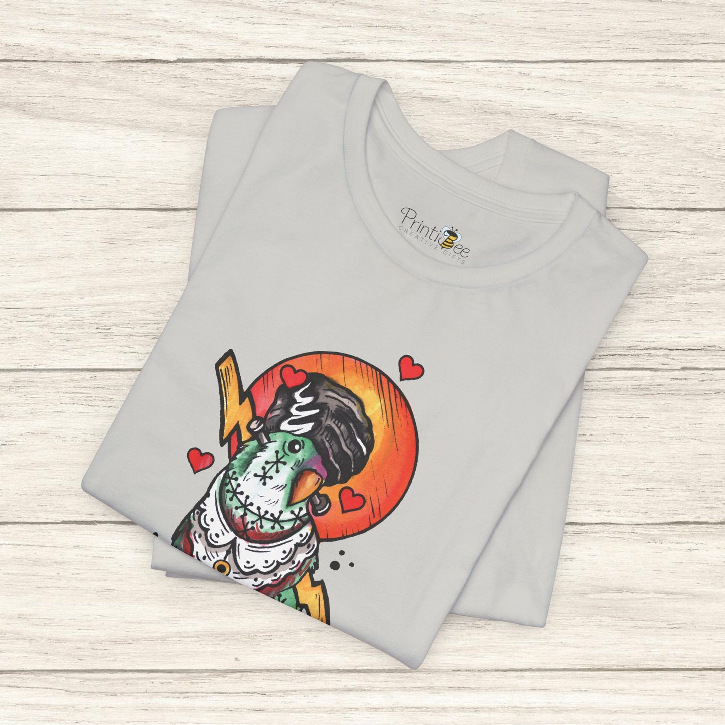 Bride of Frankenstein Lovebird, Hand-Drawn & Hand-Colored Tee