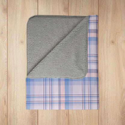 Winter Lavender Pastel Plaid Fleece Sherpa Blanket