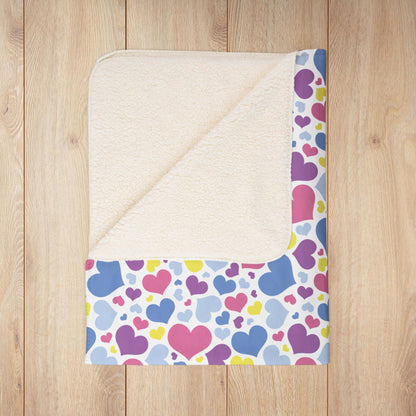 Bigender Pride Valentine’s Day Hearts White Fleece Sherpa Blanket