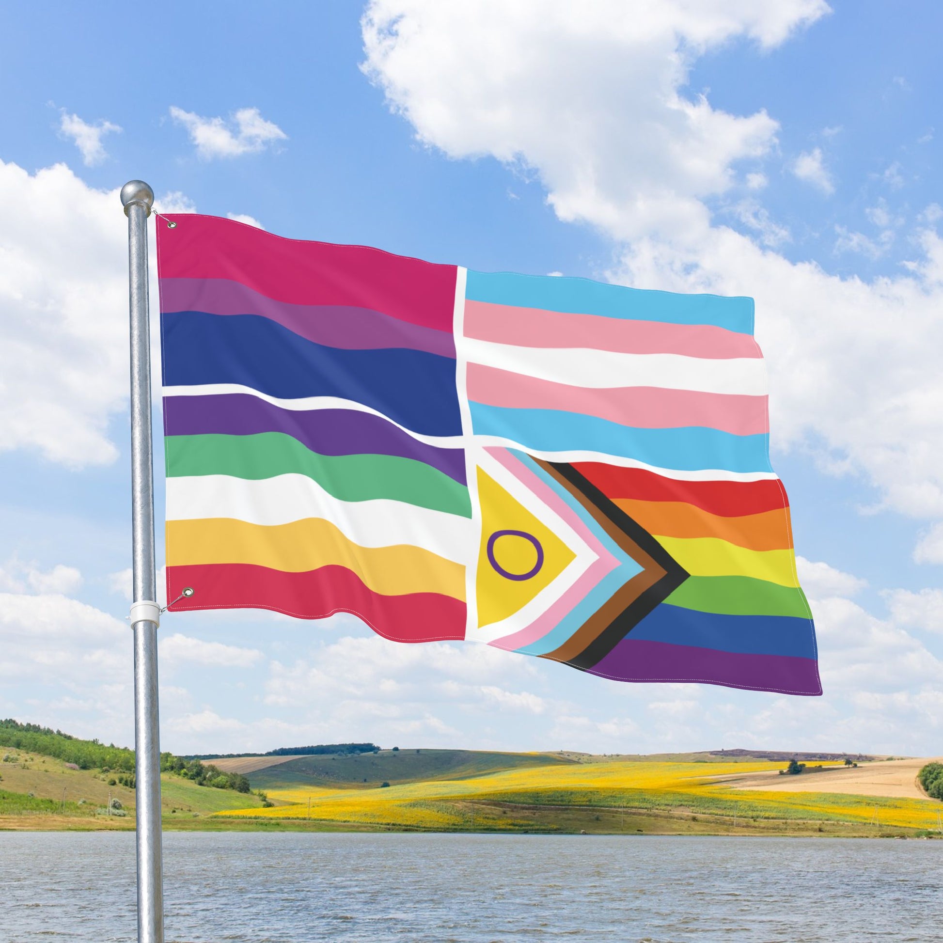 4 Pride Flag Collage with Grommets