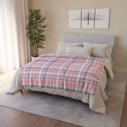 50" × 60" Grey Cupioromantic Pride Plaid Fleece Sherpa Blanket