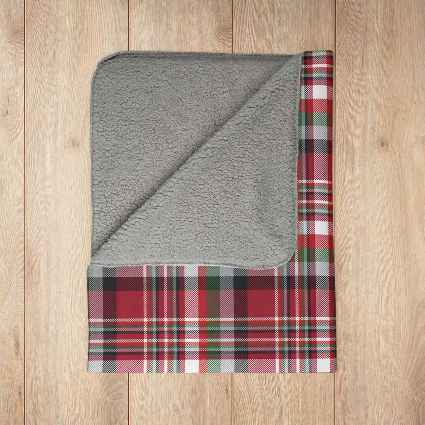 Christmas Red & Black Atlanta GA Plaid Fleece Sherpa Blanket