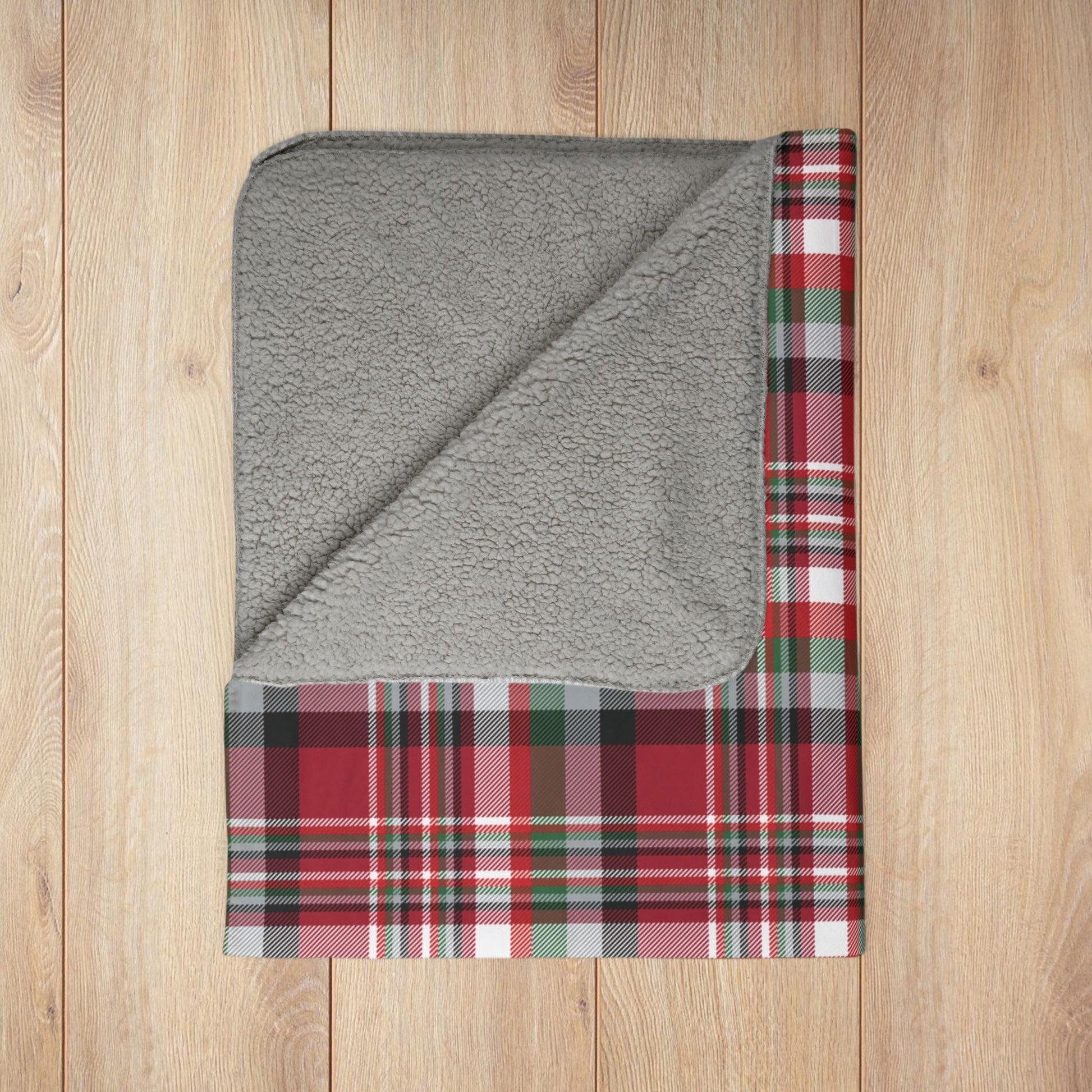 Christmas Red & Black Atlanta GA Plaid Fleece Sherpa Blanket