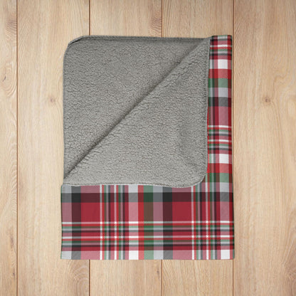 Christmas Red & Black Atlanta GA Plaid Fleece Sherpa Blanket