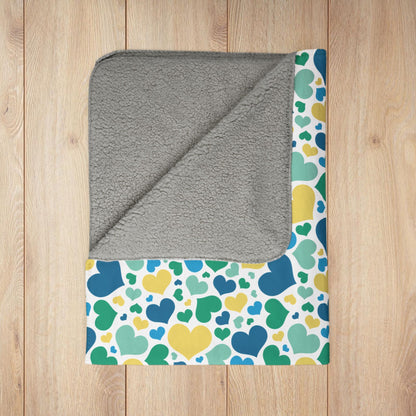 Non-Binary Boy Pride Valentine’s Day Hearts Fleece Sherpa Blanket