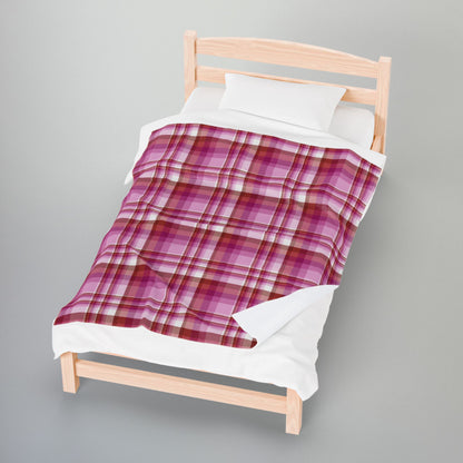 Lesbian Pink Pride Plaid Velveteen Plush Blanket