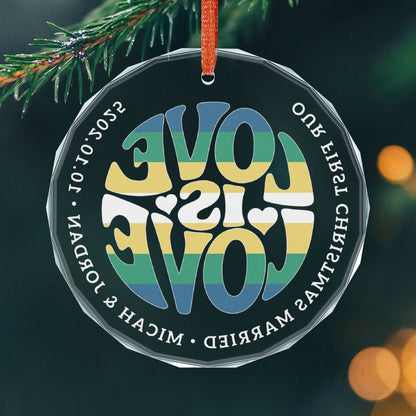 Custom Crystal Love is Love Non-Binary Boy Pride 3" Circle Ornament