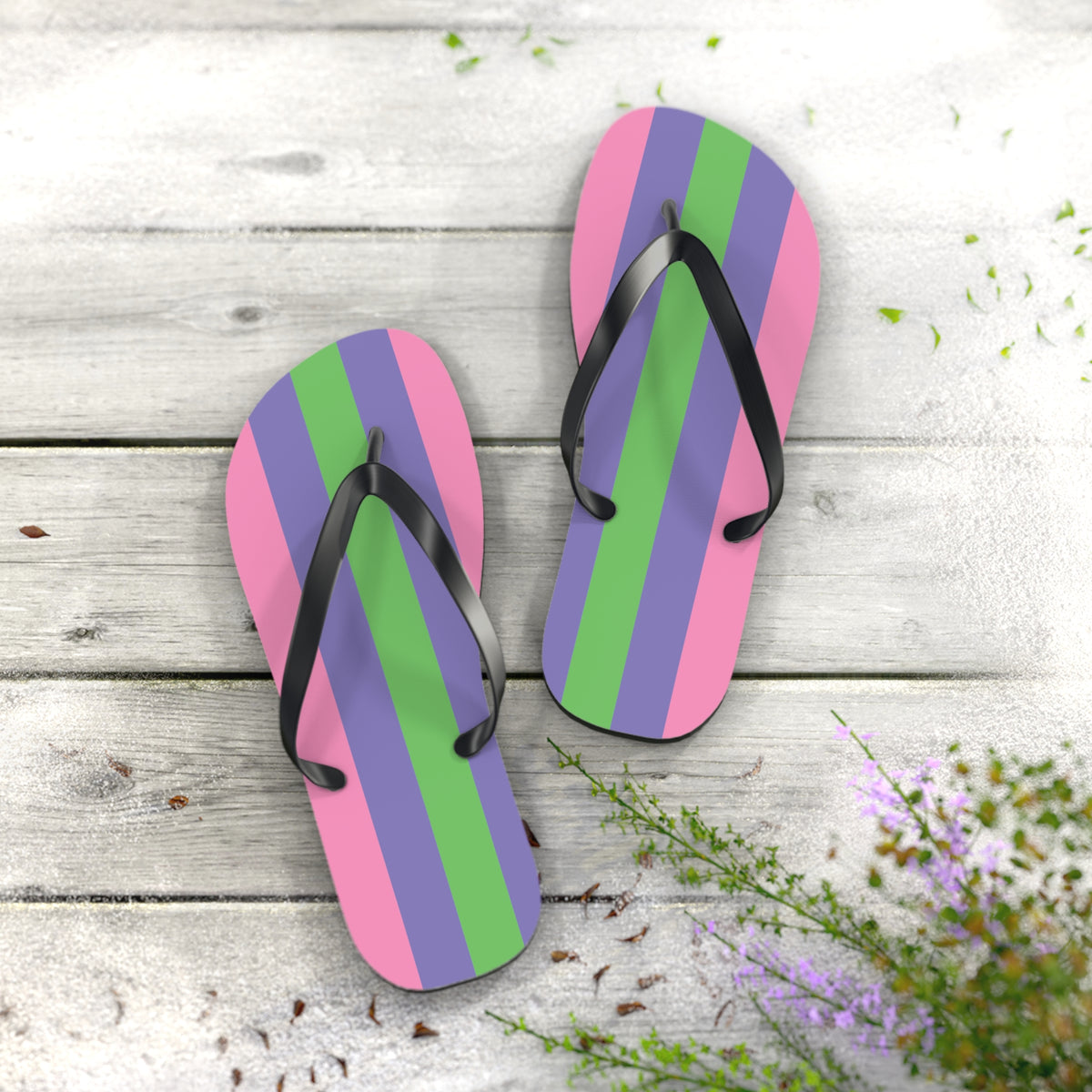 XL Black sole Trigender Pride Flip Flops