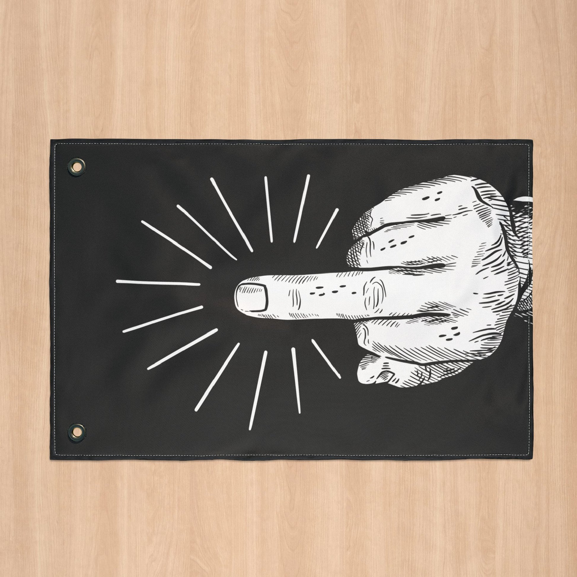 Middle Finger Flip-Off Flag, with Left or Right Side Grommets