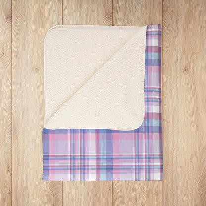 Bigender Purple Pride Plaid Fleece Sherpa Blanket