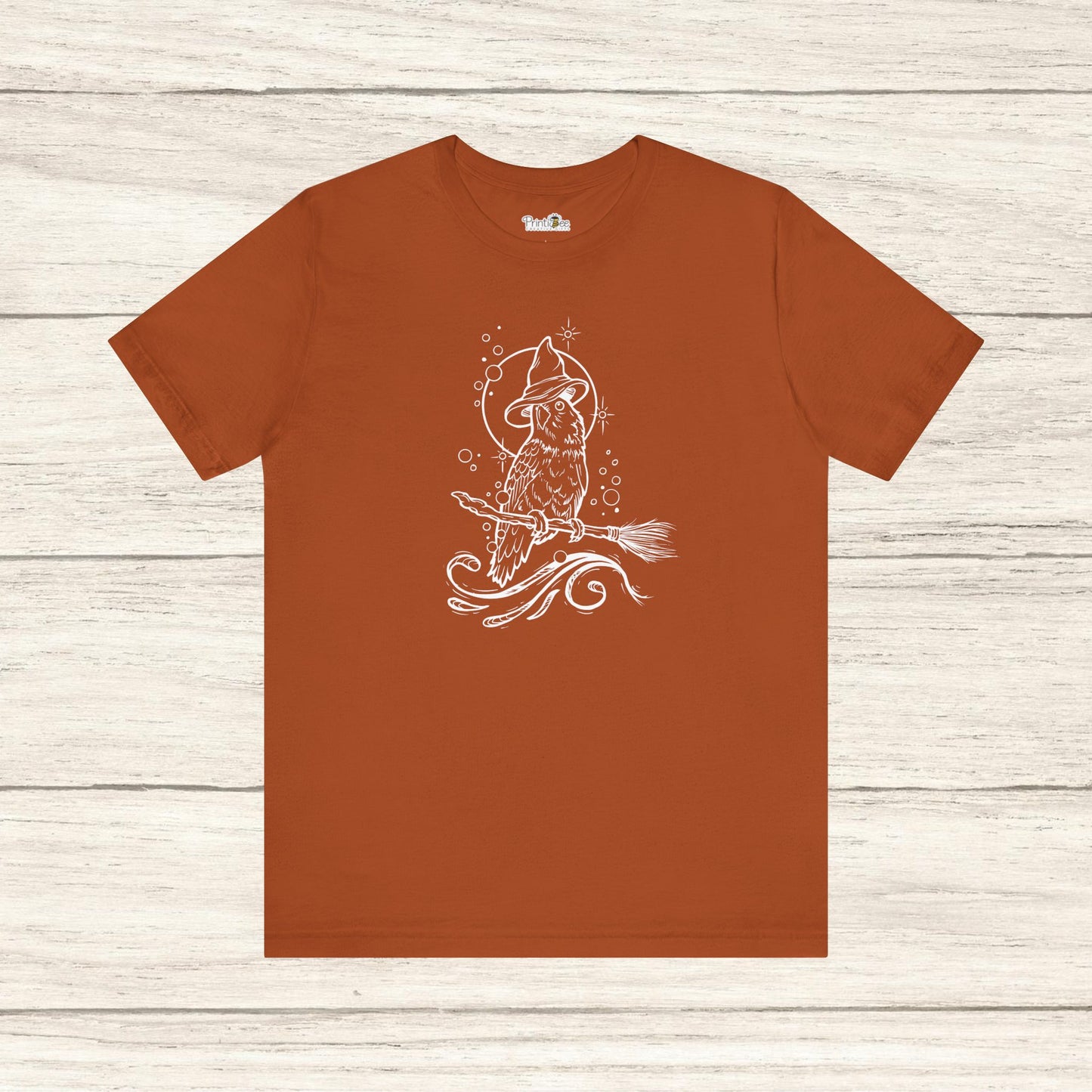 Lovebird Witch on a Broom, Line Art Tee