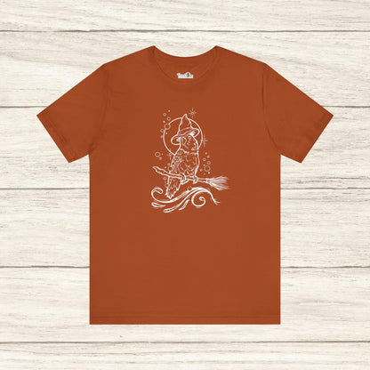 Lovebird Witch on a Broom, Line Art Tee