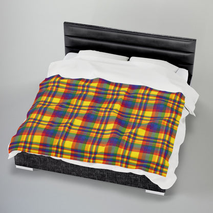 Rainbow Pride Plaid Velveteen Plush Blanket