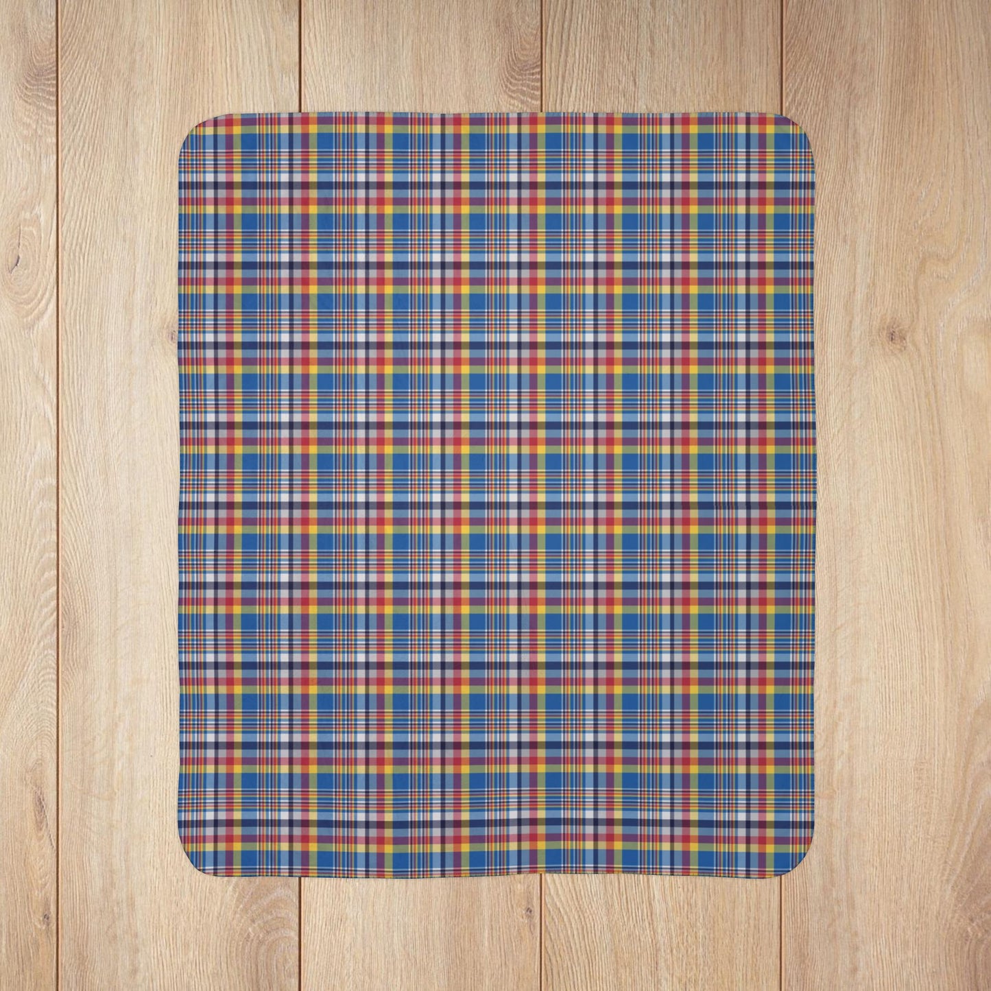 Blue, Red & Yellow Ohio Plaid Fleece Sherpa Blanket