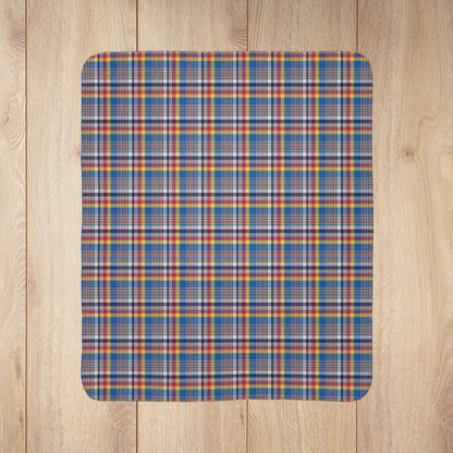 Blue, Red & Yellow Ohio Plaid Fleece Sherpa Blanket