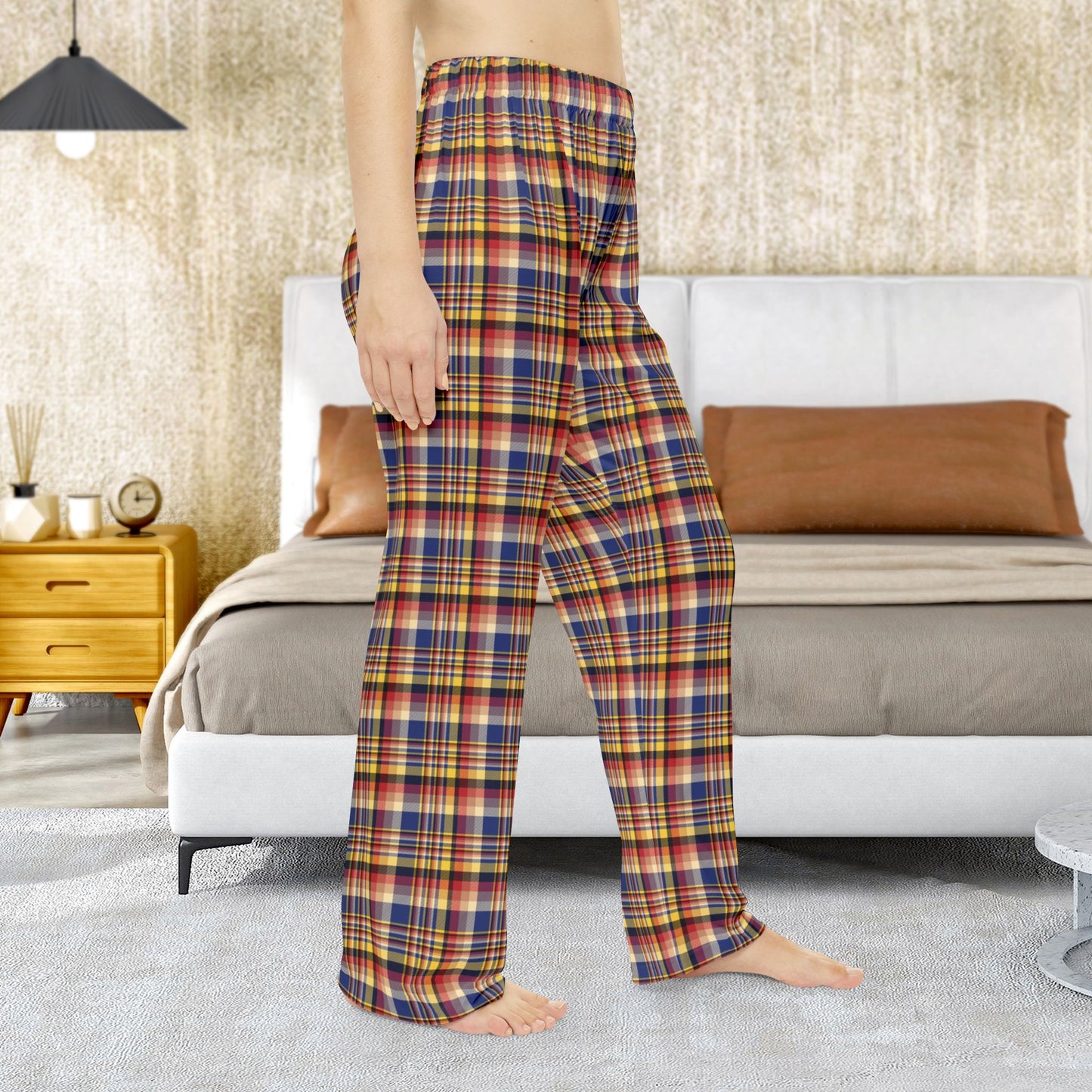 Women’s Blue, Cream & Yellow Tampa FL Plaid Pajama Pants