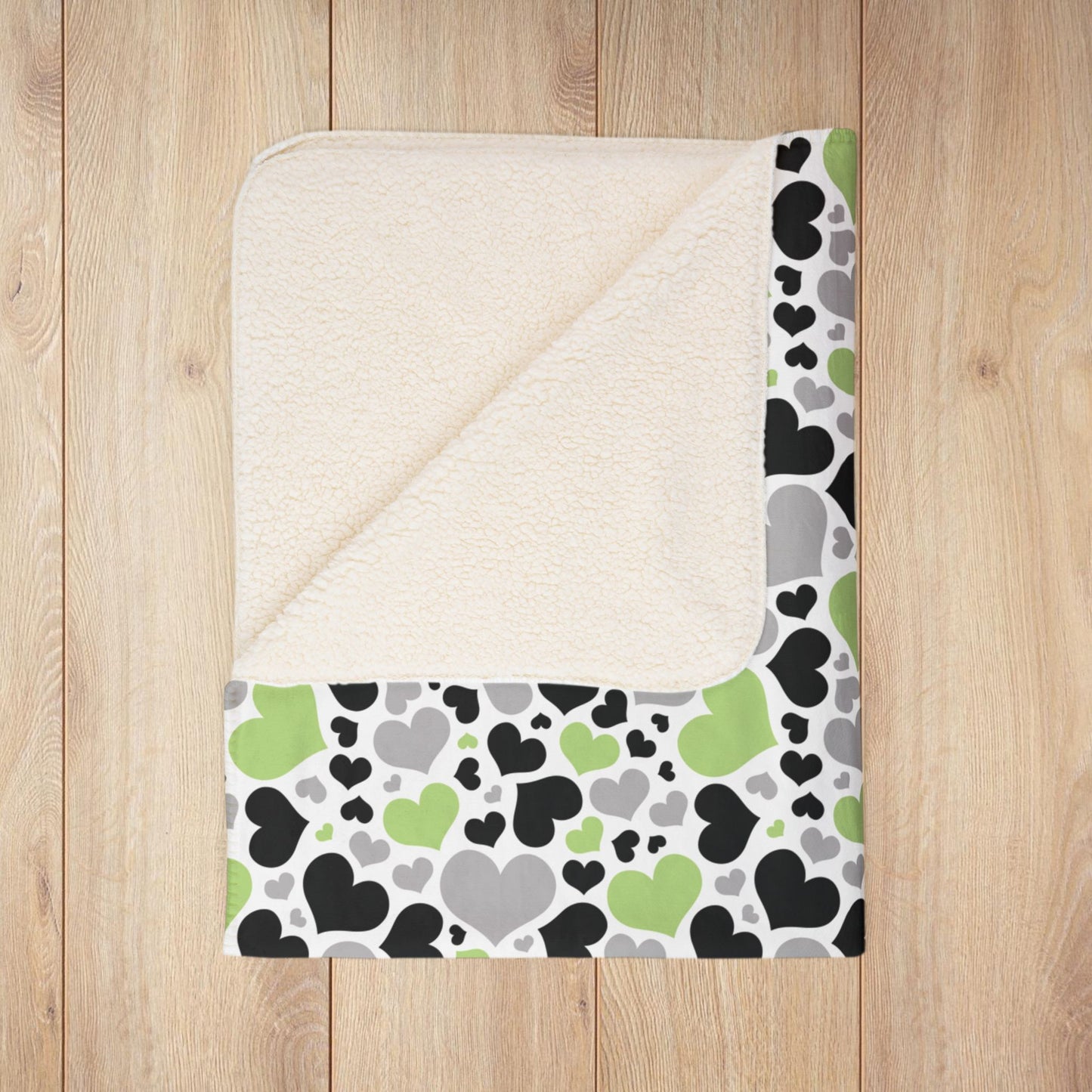 Agender Pride Valentine’s Day Hearts Fleece Sherpa Blanket