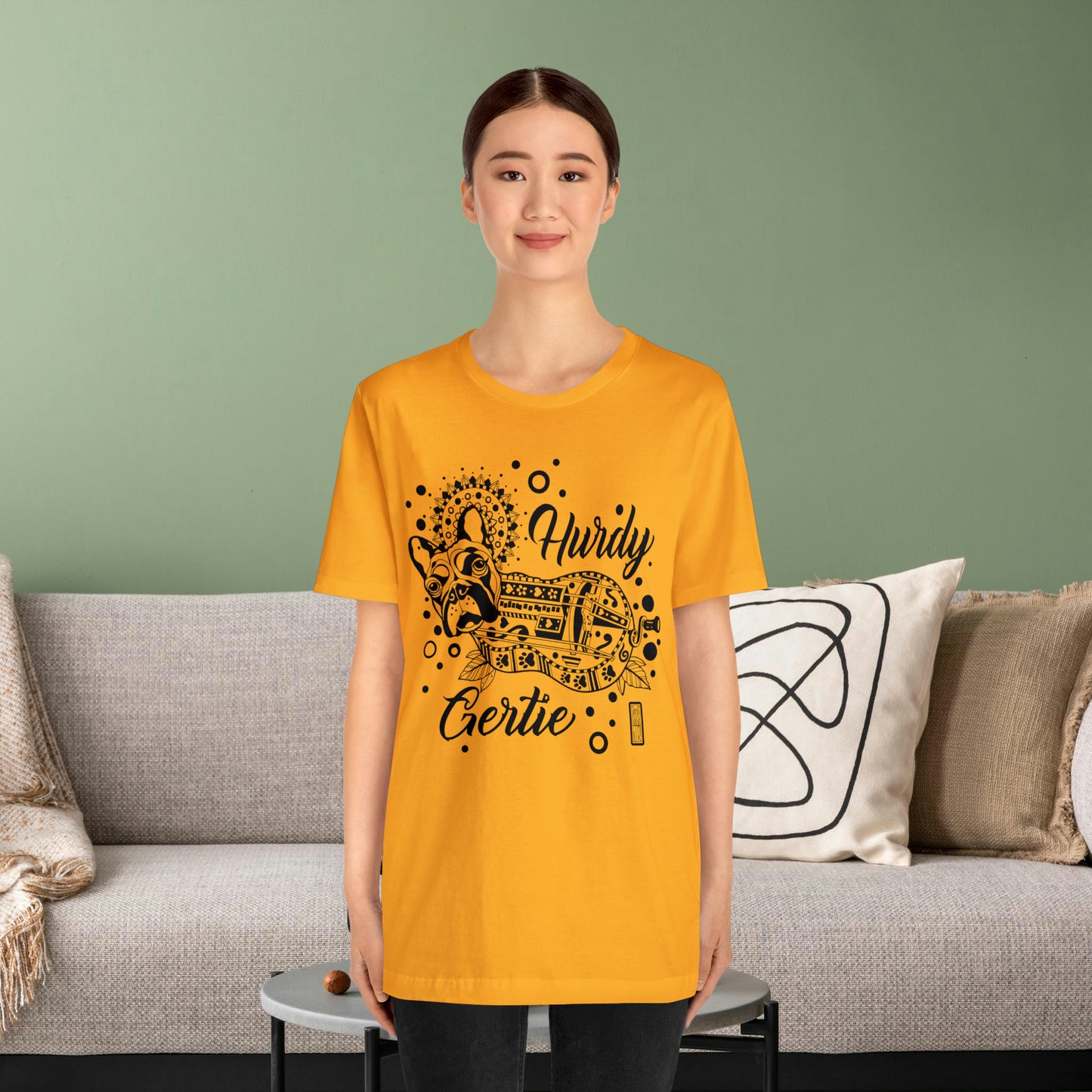 Hurdy Gertie Tee, Chemise Frenchton Dog Line Art