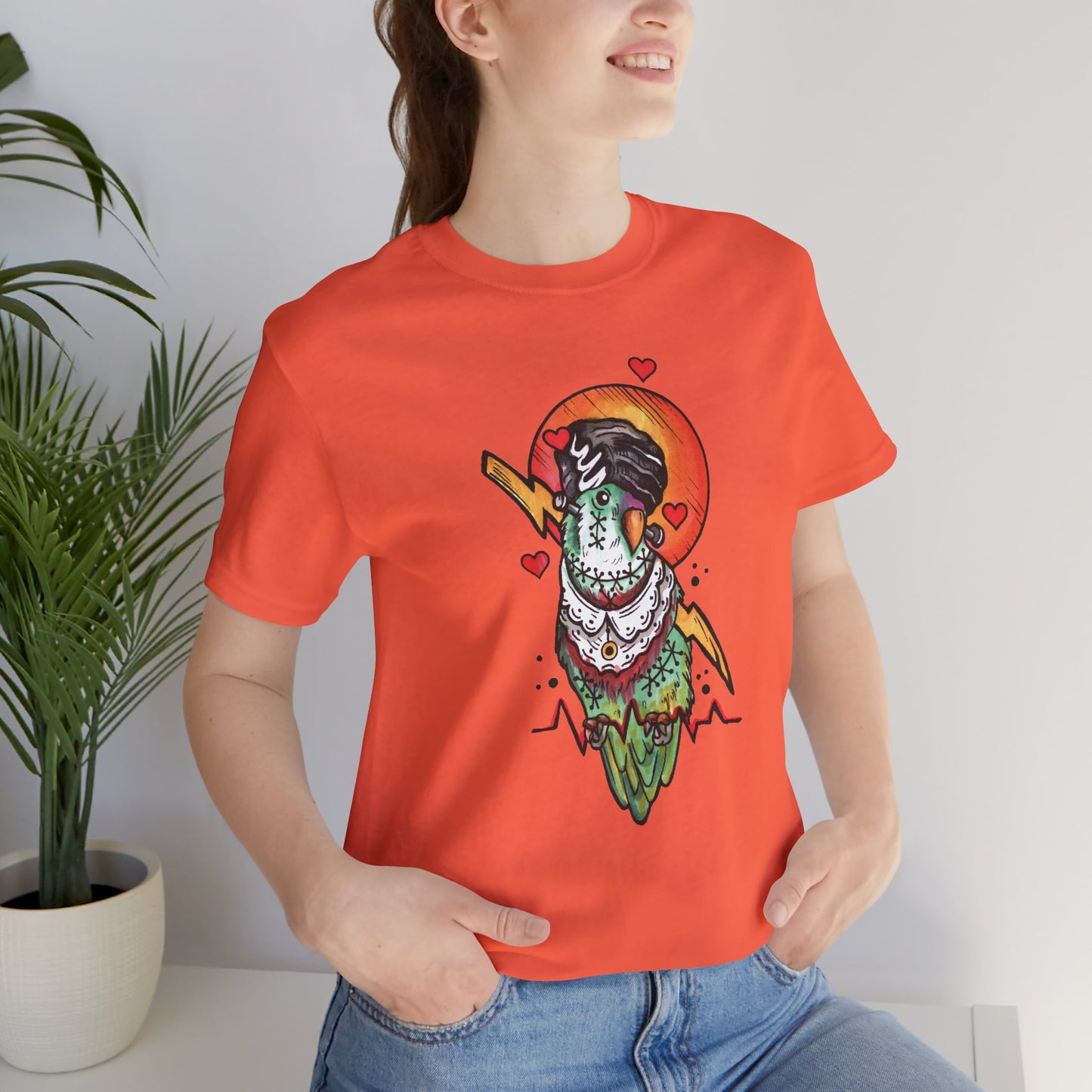 Bride of Frankenstein Lovebird, Hand-Drawn & Hand-Colored Tee