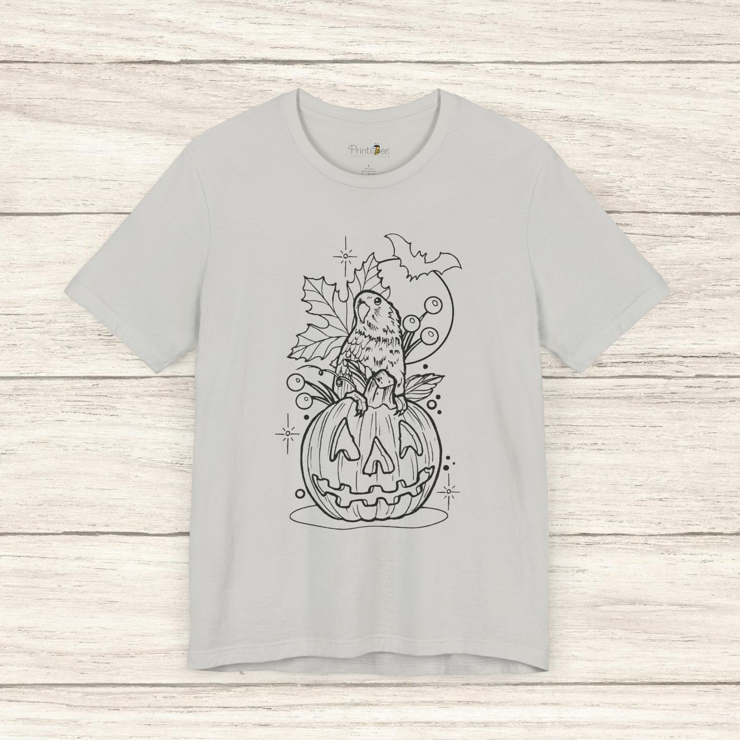 Lovebird on a Jack-o-Lantern, Line Art Tee