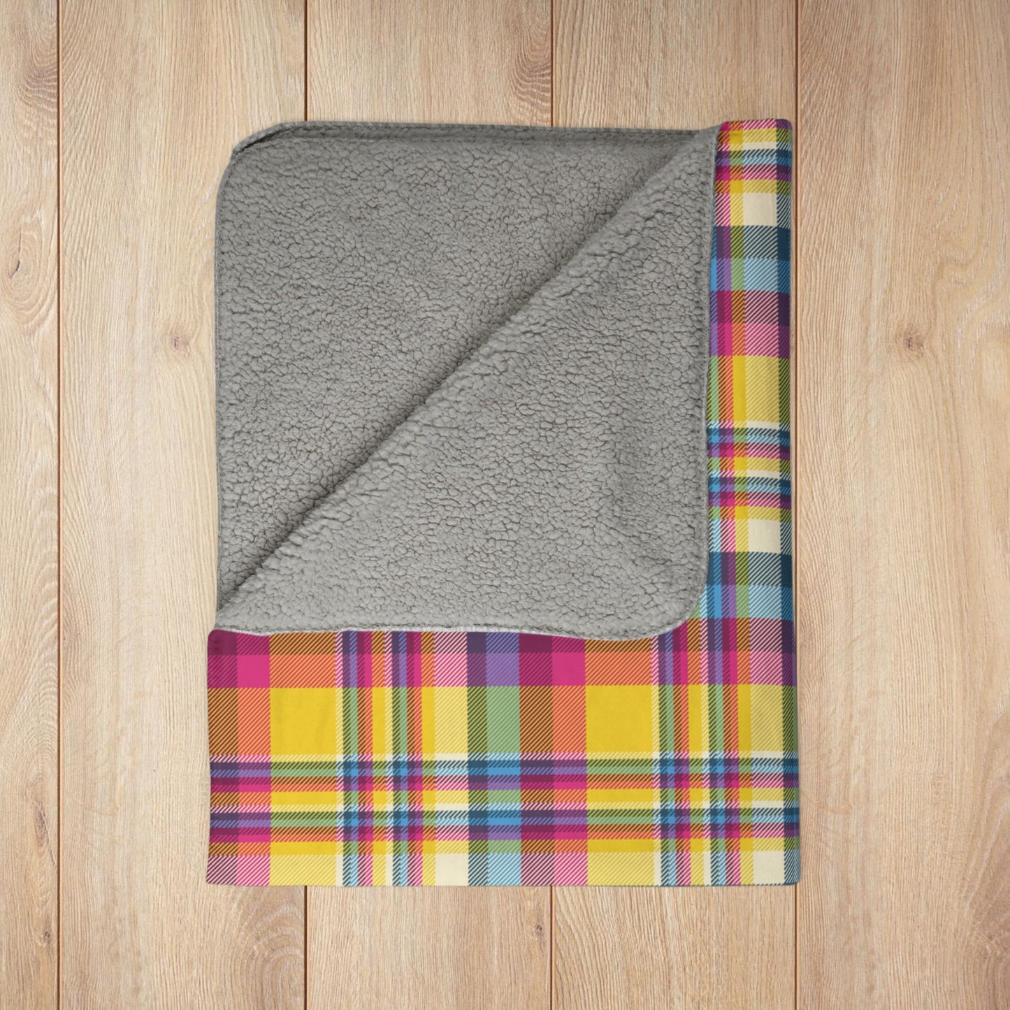 Pansexual Pride Plaid Fleece Sherpa Blanket