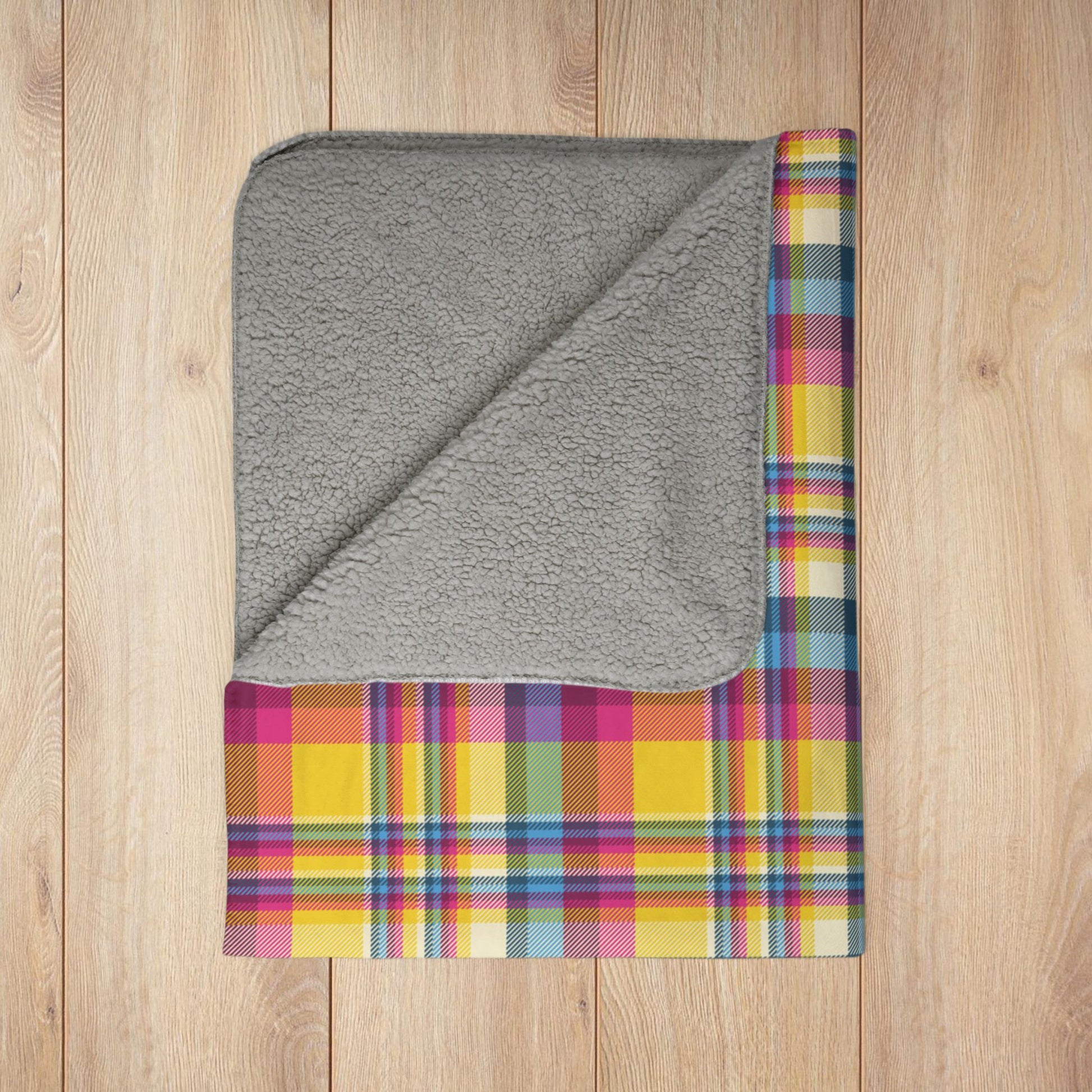 Pansexual Pride Plaid Fleece Sherpa Blanket