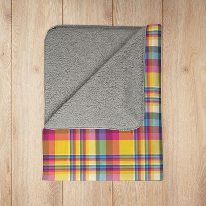Pansexual Pride Plaid Fleece Sherpa Blanket