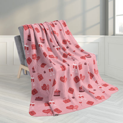 60" × 80" Grey Vintage Valentine’s Day Celebration Fleece Sherpa Blanket